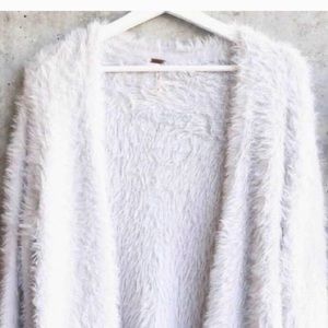Free people white faux fur cardigan new with tags